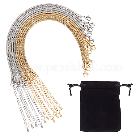 ARRICRAFT 10Pcs 2 Colors 304 Stainless Steel Snake Chain Bracelets BJEW-AR0001-02-1