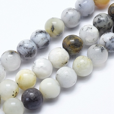 Blanc naturel opale africain perles brins G-E472-02-8mm-1