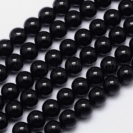 Turmalina negro natural hebras de perlas redondo G-I160-01-10mm-1