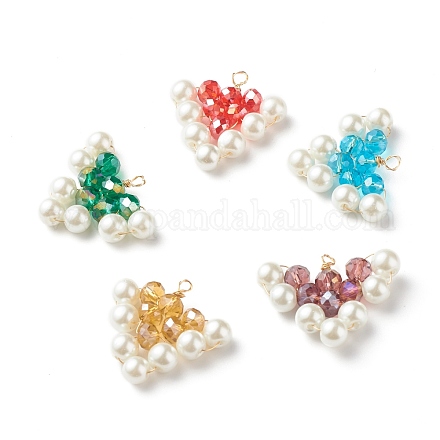 Electroplate & Pearlized Glass Beads Pendants PALLOY-JF01248-1