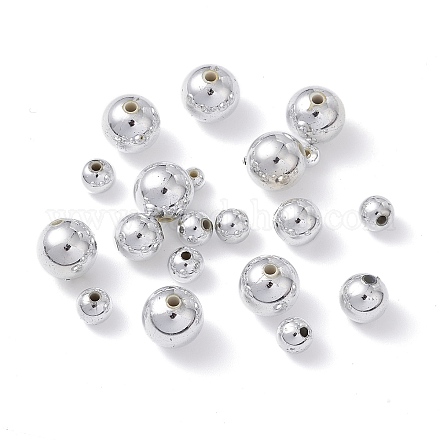 Silver Color Plated Acrylic Round Spacer Beads PACR-MSMC001-06-1