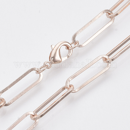 Fabricación de collar de cadena de clip de papel ovalado plano de latón MAK-S072-07B-RG-1