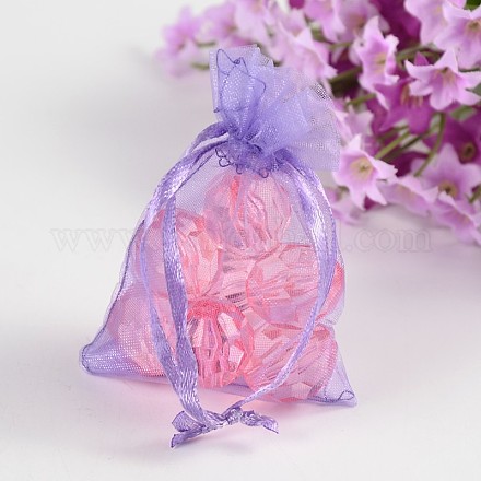 紫色の四角形のオーガンジーバッグ巾着袋  約7センチ幅  9センチの長さ X-OP011Y-4-1
