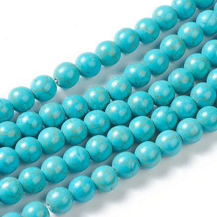 Synthetic Turquoise Beads Strands G-J389-02B-1