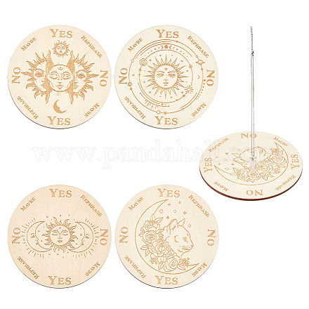 Ahademaker 4 pièces 4 style soleil et motif de chat planche de pendule en bois DIY-GA0005-04A-1