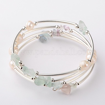 Bracelets enroulés avec puces de pierre gemme X-BJEW-JB01518-01-1