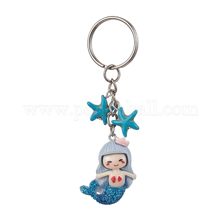 Schlüsselanhänger mit Meerjungfrau-Anhänger aus undurchsichtigem Kunstharz KEYC-JKC00624-01-1