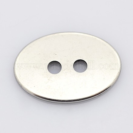 2 ovalada plana hoyos de 201 botones de costura de acero inoxidable para la toma de pulsera STAS-E065-01-1