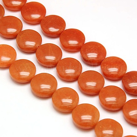 Rondes plat naturelle perles aventurine rouge brins G-L246-18-1
