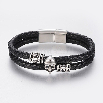 Braided Leather Cord Multi-strand Bracelets BJEW-H560-51-1