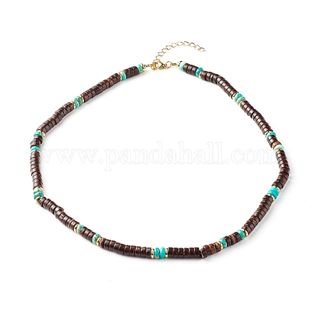 Coconut & Natural Imperial Jasper Beaded Necklaces NJEW-JN03727-1