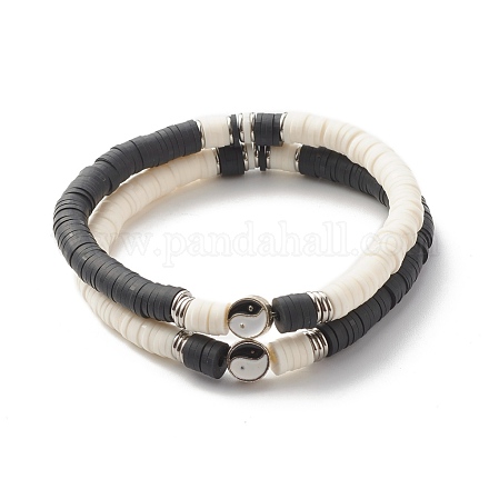 Handgefertigte Heishi-Perlen-Stretcharmbänder aus Fimo BJEW-JB07443-1