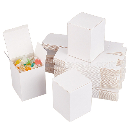 ベネクリエイトクラフト紙箱  長方形  ホワイト  8x6x6cm CON-BC0004-89A-1