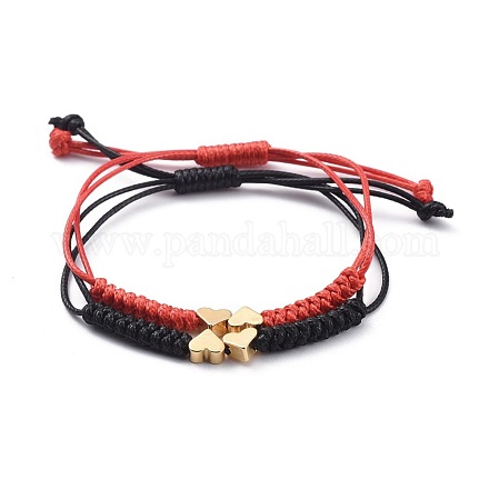 Ensembles de bracelets de perles tressées en corde de polyester ciré coréen réglable unisexe BJEW-JB04671-1