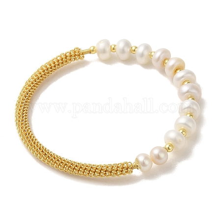 Pulsera de perlas naturales BJEW-C051-21G-1