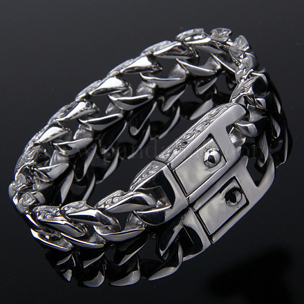 Stainless Steel Curb Chain Bracelet for Men WG16336-01-1