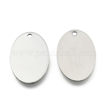 Pendentifs d'étiquette vierge estampage ovales en 201 acier inoxydable X-STAS-R064-03-1