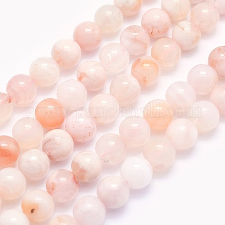 Natürliche Kirschblüte Achat Perlen Stränge G-O166-02-8mm-1