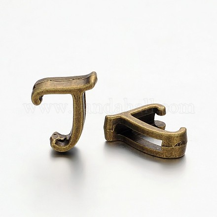 Breloques coulissantes de lettre en alliage plaqué bronze antique de style tibétain PALLOY-J542-L-NF-1