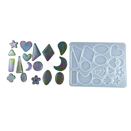 Stampi in silicone con ciondolo fai da te rettangolo a forma di cuore a forma di foglia DIY-G109-01B-1