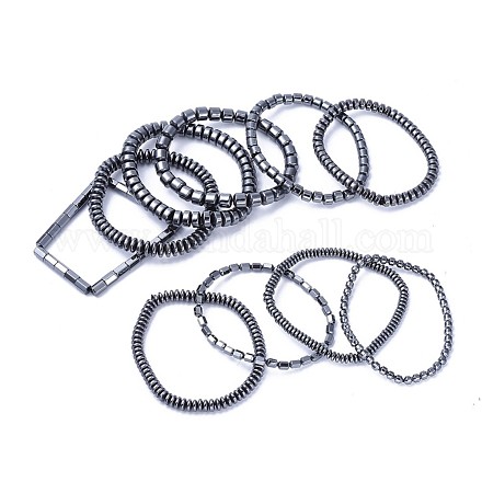 Bracelets extensibles avec perles en hématite synthétiques sans magnétiques BJEW-F376-03-1