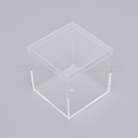 プラスチックの箱  トランスペアレント  正方形  透明  5.5x5.5x5.5cm  インナーサイズ：5.1x5.1センチメートル CON-WH0074-41B-1