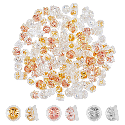 DICOSMETIC 150Pcs Silicone Ear Backs 3 Colors Half Round Earring Back with Brass Findings Comfortable Earring Safety Backs Rubber Earring Backs Replacements for Studs Hook Earring FIND-DC0004-44-1