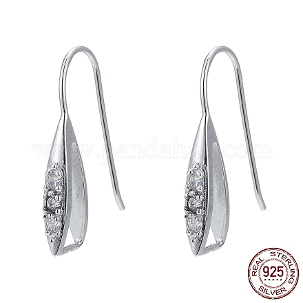 Rhodium Plated 925 Sterling Silver Earring Hooks STER-F033-42P-1