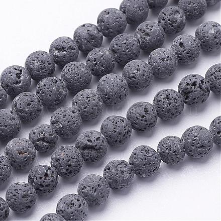 Fili di perle di roccia lavica naturale non cerati G-F309-6mm-1