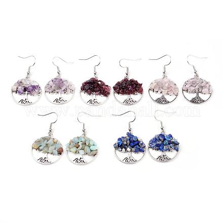 Natural Gemstone Dangle Earrings EJEW-JE02475-1