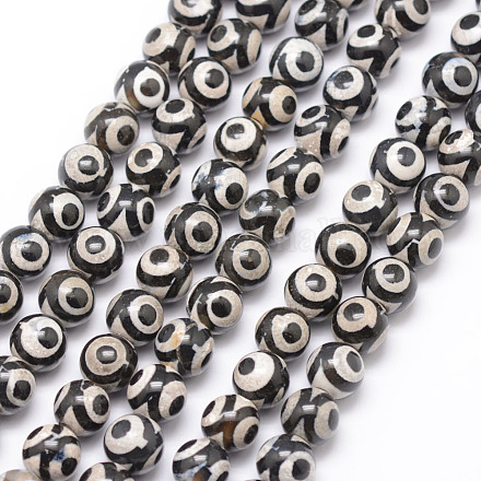 Perles dzi à 3 œil de style tibétain X-G-K166-01-8mm-L1-01-1