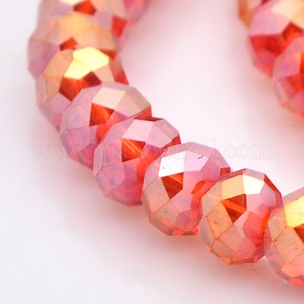 AB Color Plated Faceted Rondelle Electroplate Glass Beads Strands GLAA-A024D-AB04-1