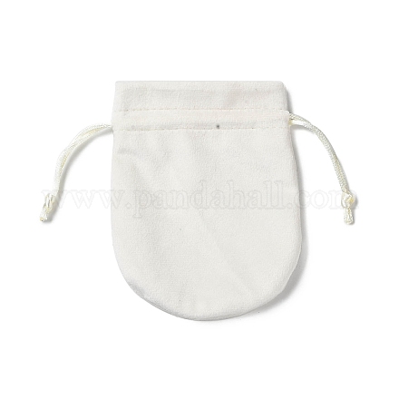 ベルベットの収納袋  巾着袋包装袋  オーバル  フローラルホワイト  12x10cm ABAG-H112-01C-04-1