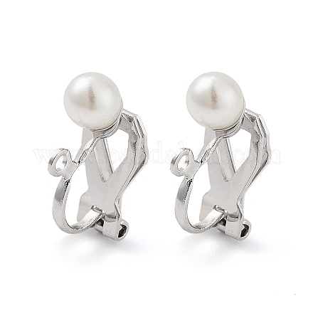 304 accessoires de boucles d'oreilles clips en acier inoxydable avec perles en plastique imitation perle STAS-H216-03A-P-1