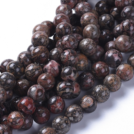 Chapelets de perles de jaspe en peau de léopard naturel G-G803-15A-8mm-1