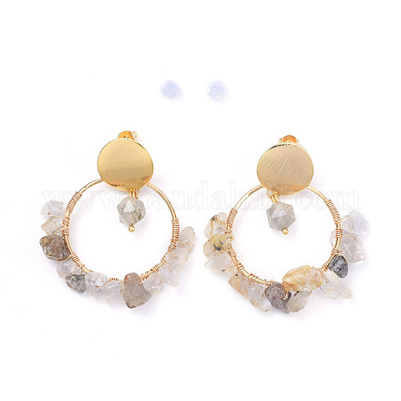 Brass Dangle Stud Earrings EJEW-JE04163-05-1