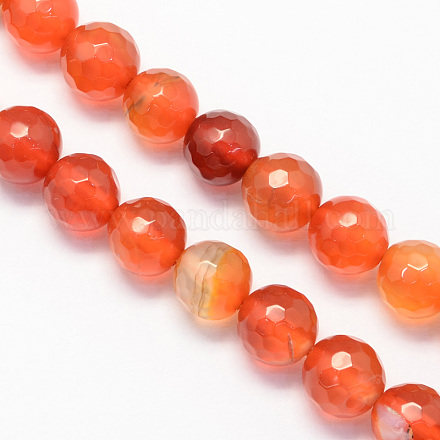 Faceted Round Natural Agate Beads Strands G-S133-15-1