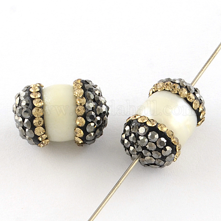 Perles de coquillage naturelles ovales en strass en pâte polymère PEAR-R014-05-1