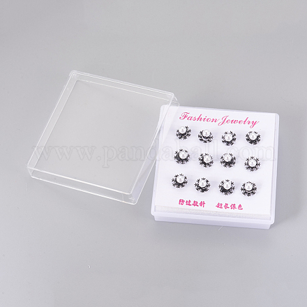 Acrylic Pearl Stud Earrings EJEW-F211-12-1