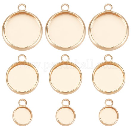 Beebeecraft 24Pcs 3 Size Round Blank Bezel Pendant Trays 18K Gold Plated Cabochon Base Settings Pendant Tray Charms for DIY Jewelry Findings Making KK-BBC0003-78-1