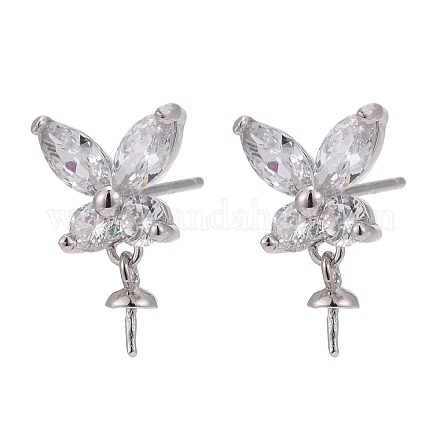 925 Sterling Silver Micro Pave Cubic Zirconia Ear stud Findings STER-P035-55P-1