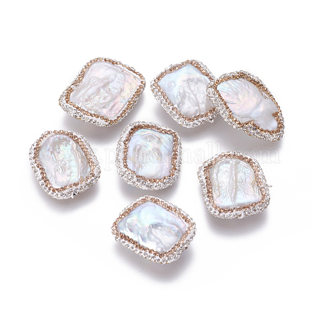 Perlas naturales abalorios de agua dulce cultivadas PEAR-F015-04A-1