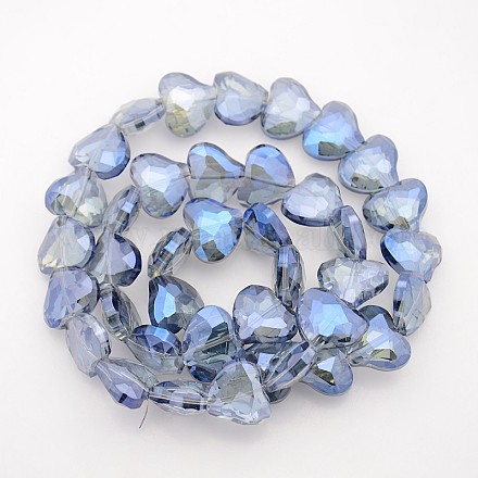 Plaqué facettes coeur electroplate arc perles de verre brins EGLA-P010-F05-1