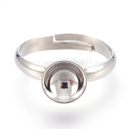調節可能な真鍮の指指輪構成要素  プラチナ  トレイ：7.5mm  17mm KK-L167-11P-1