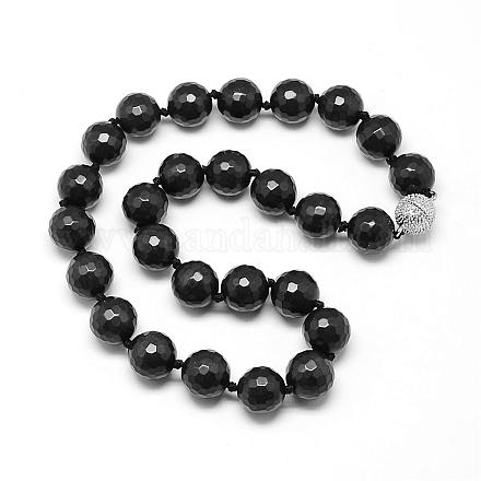 Colliers de perles naturelles d'obsidienne G-T015-E01-1