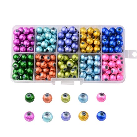1Box 10 Color Baking Painted Drawbench Glass Beads GLAA-X0011-05-8mm-1
