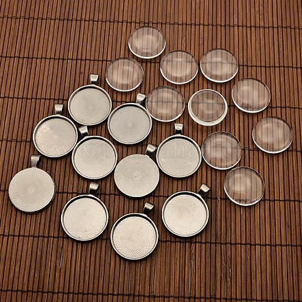 25mm Transparent Clear Domed Glass Cabochon Cover for Alloy Photo Pendant Making TIBEP-X0009-B-NR-1
