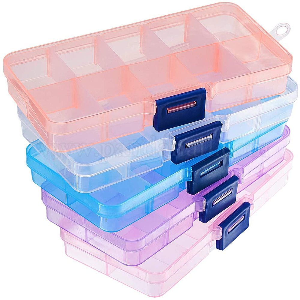 Shop PH PandaHall 5 Pack 10 Grids Rectangle Plastic Bead Storage Box
