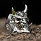 Retro Alloy Cuff Open Rings for Men, Skull, Inner Diameter: 17~25mm
