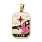 Ion Plating(IP) 304 Stainless Steel Enamel Pendants, Real 18K Gold Plated, Tarot Charm, Cat Shape, 32x19.5x2mm, Hole: 7.5x4mm